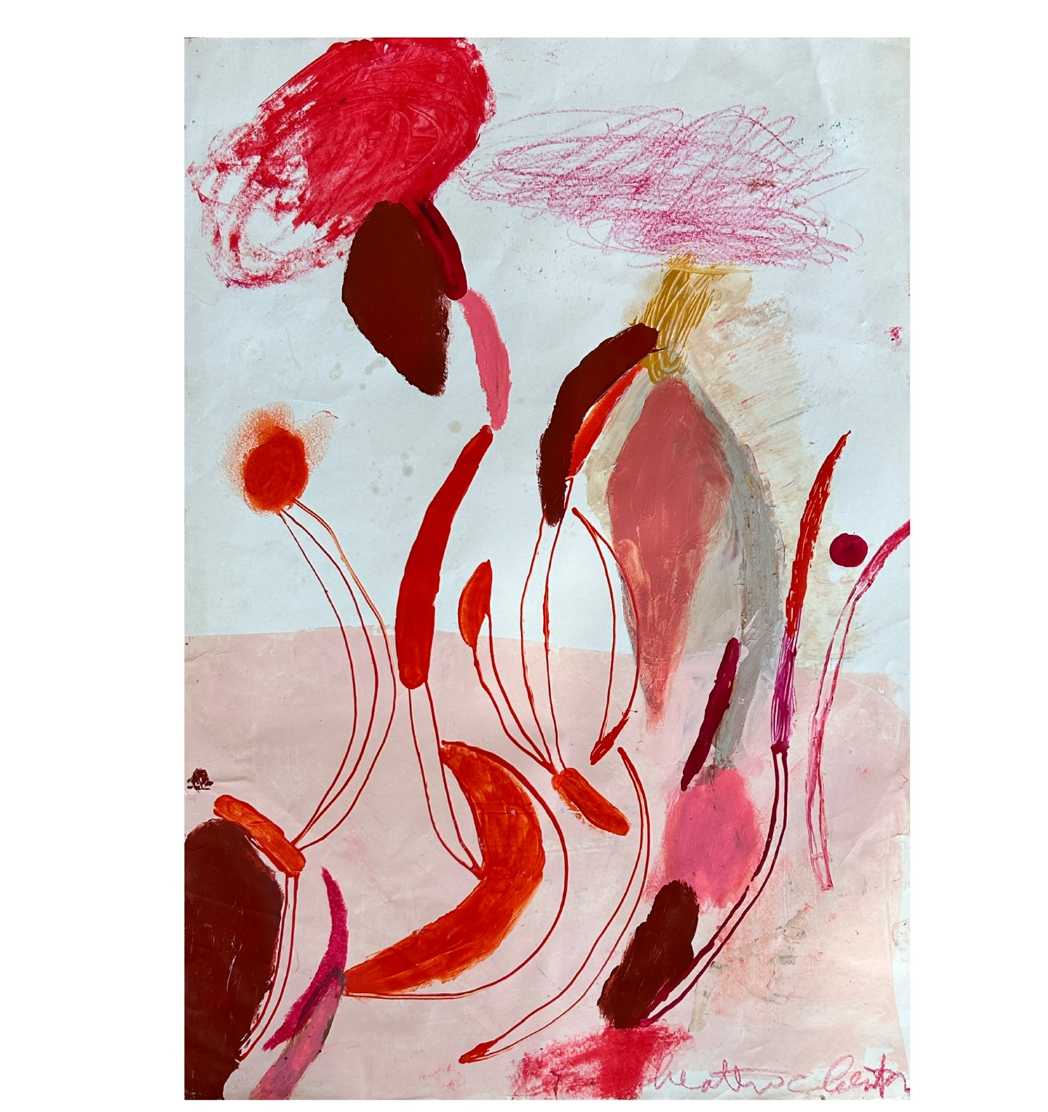 Rose tinted view  2026 - ink and acrylic on antique paper - 49 x 34 cm - €500