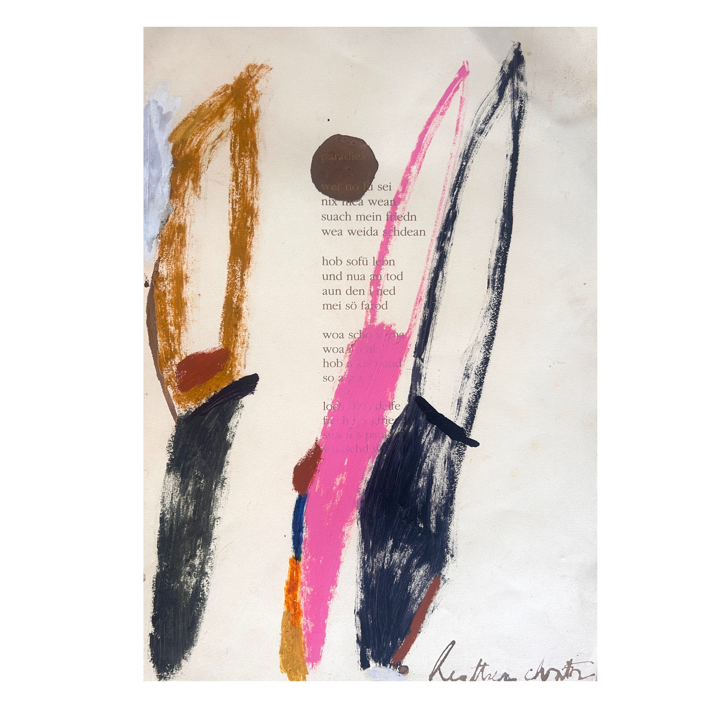 Daggers 2024 - 35 x 50 cm - ink, oil stick and acrylic on paper SOLD