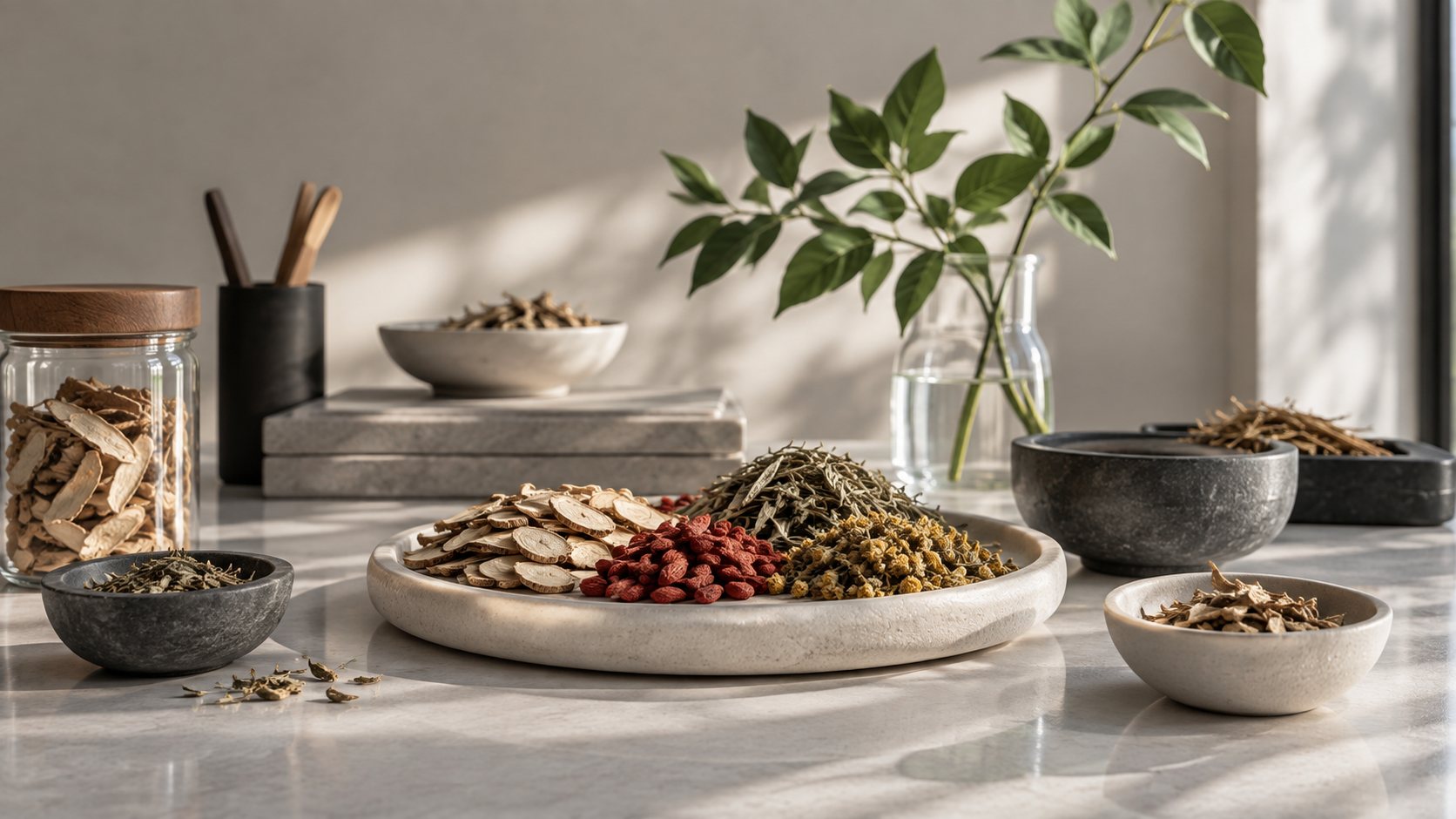 Dried herbs for herbal medicine in Pittsburgh clinic