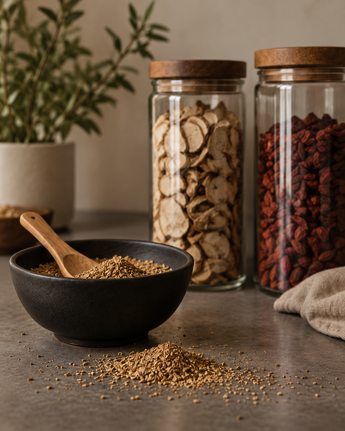 Assorted dried herbs and medicinal plants used in traditional herbal medicine at Integrative Health Group