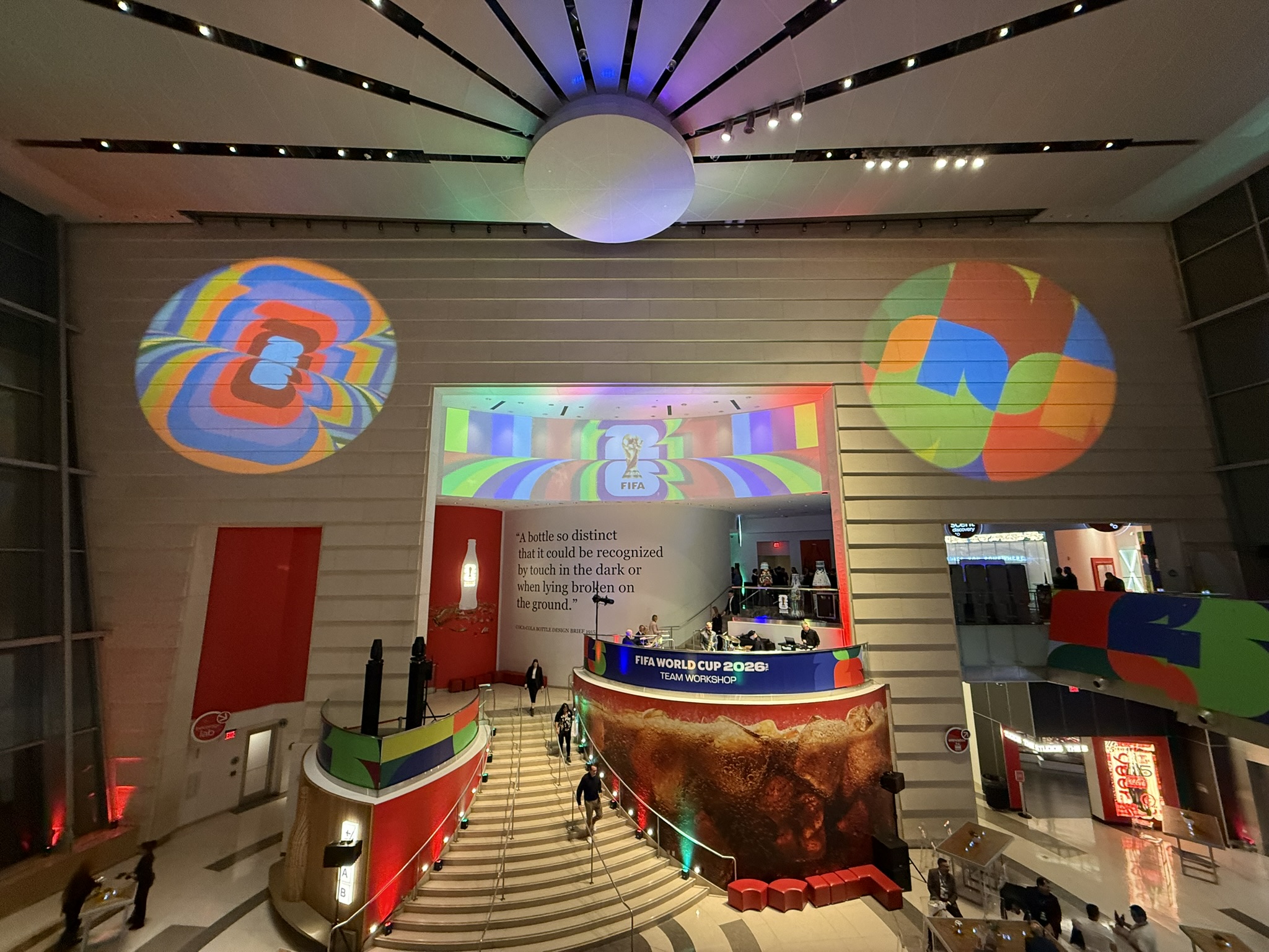 Projection mapping and color lighting produced by True Productions inside the World of Coca-Cola in Atlanta