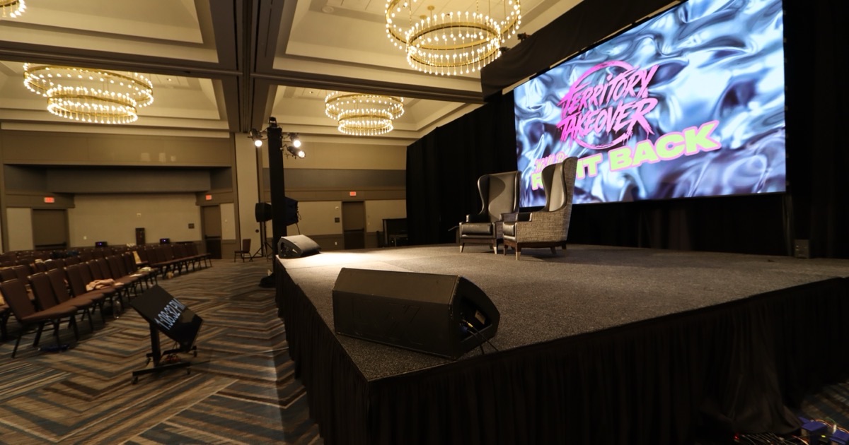 Corporate general session ballroom with LED stage by True Productions in Atlanta