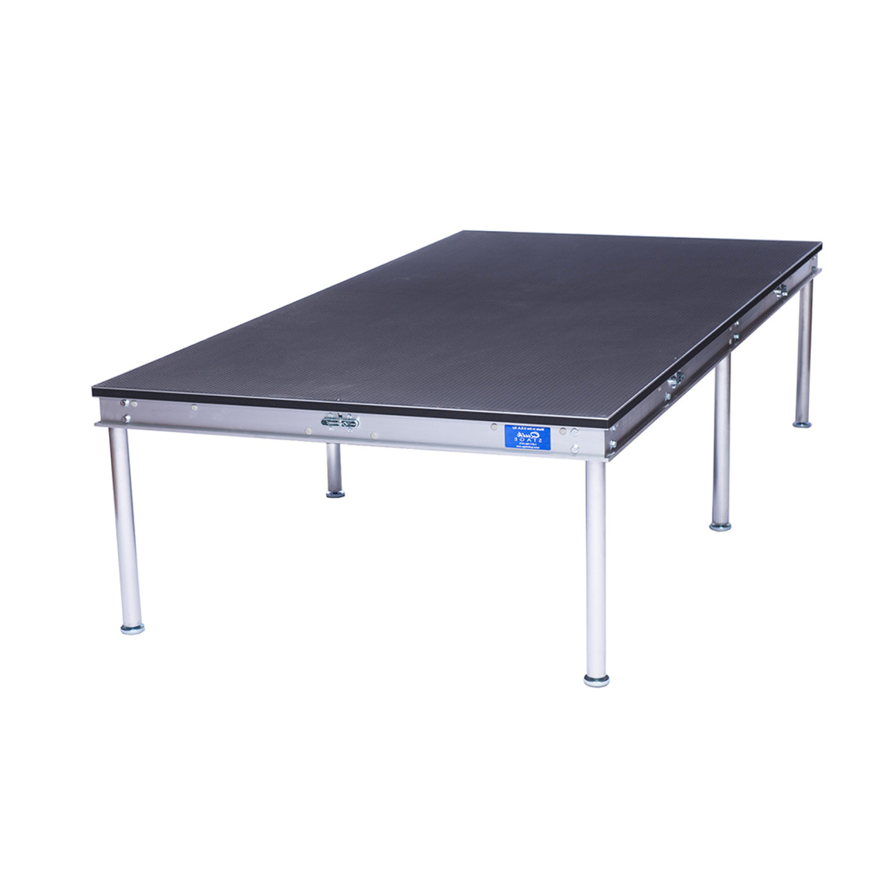 Quik Stage modular stage deck with adjustable legs and black non-skid surface