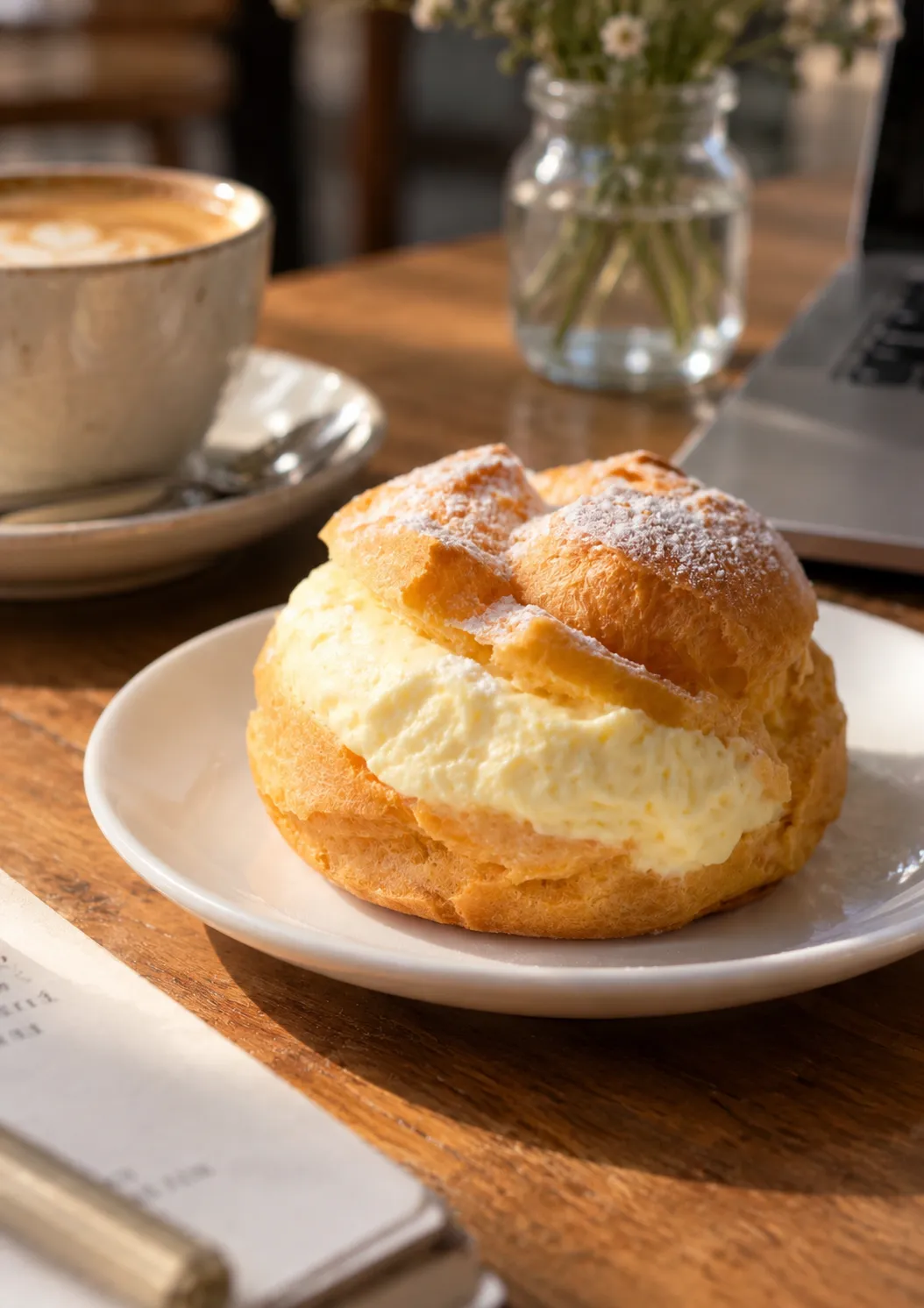 Japanese cream puff filled with vanilla custard cream