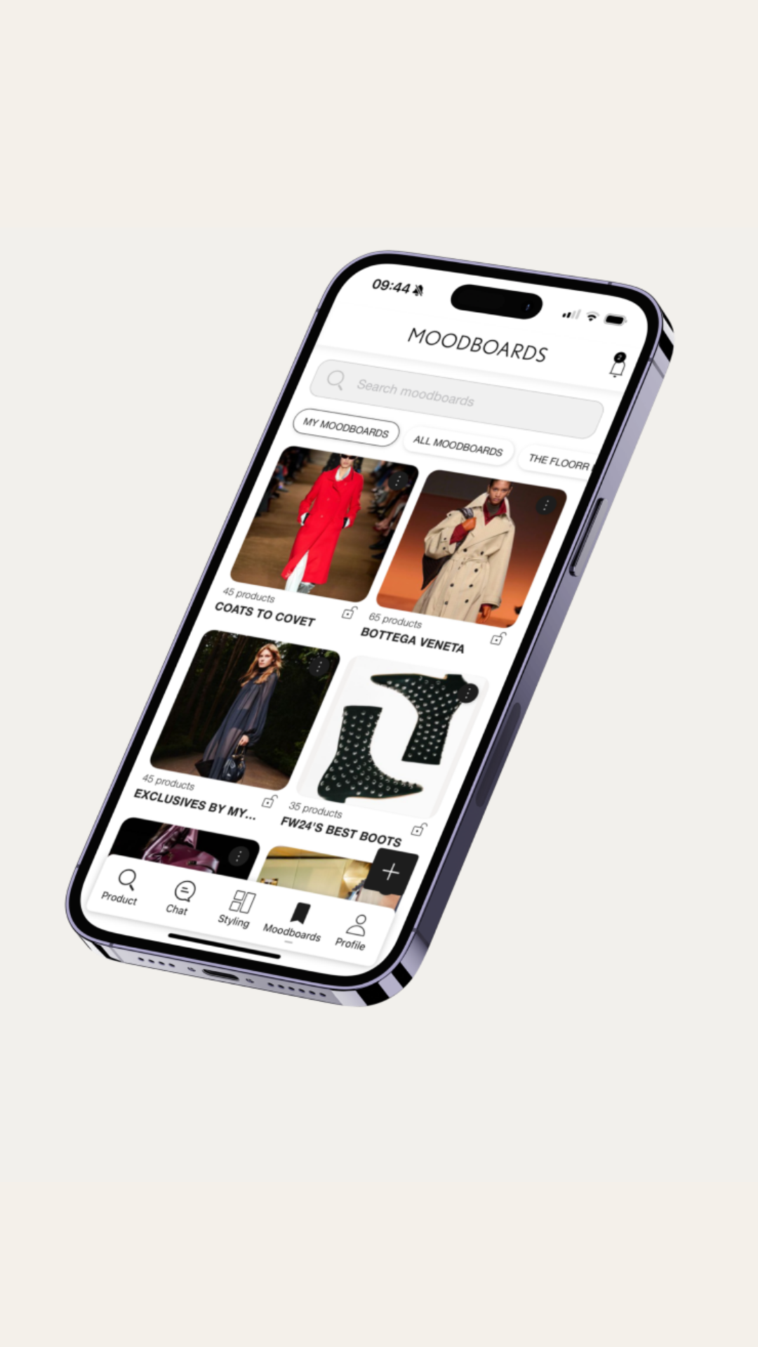 Phone screens showing THE FLOORR's chat function including speech bubbles of messages