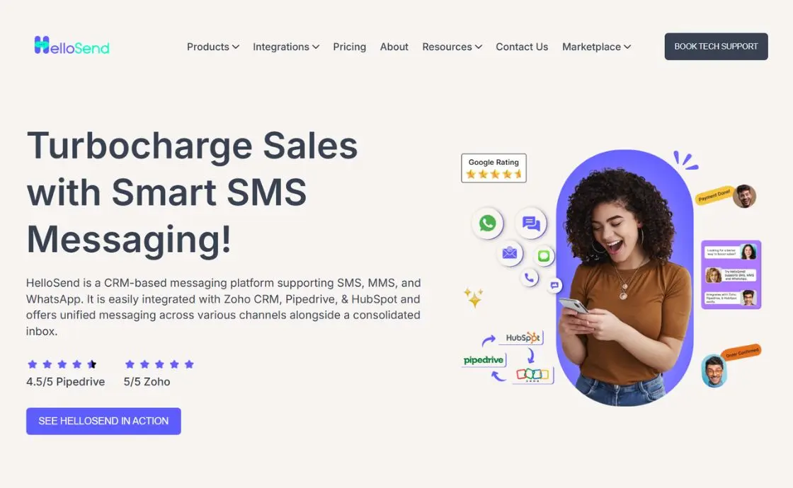 hellosend homepage