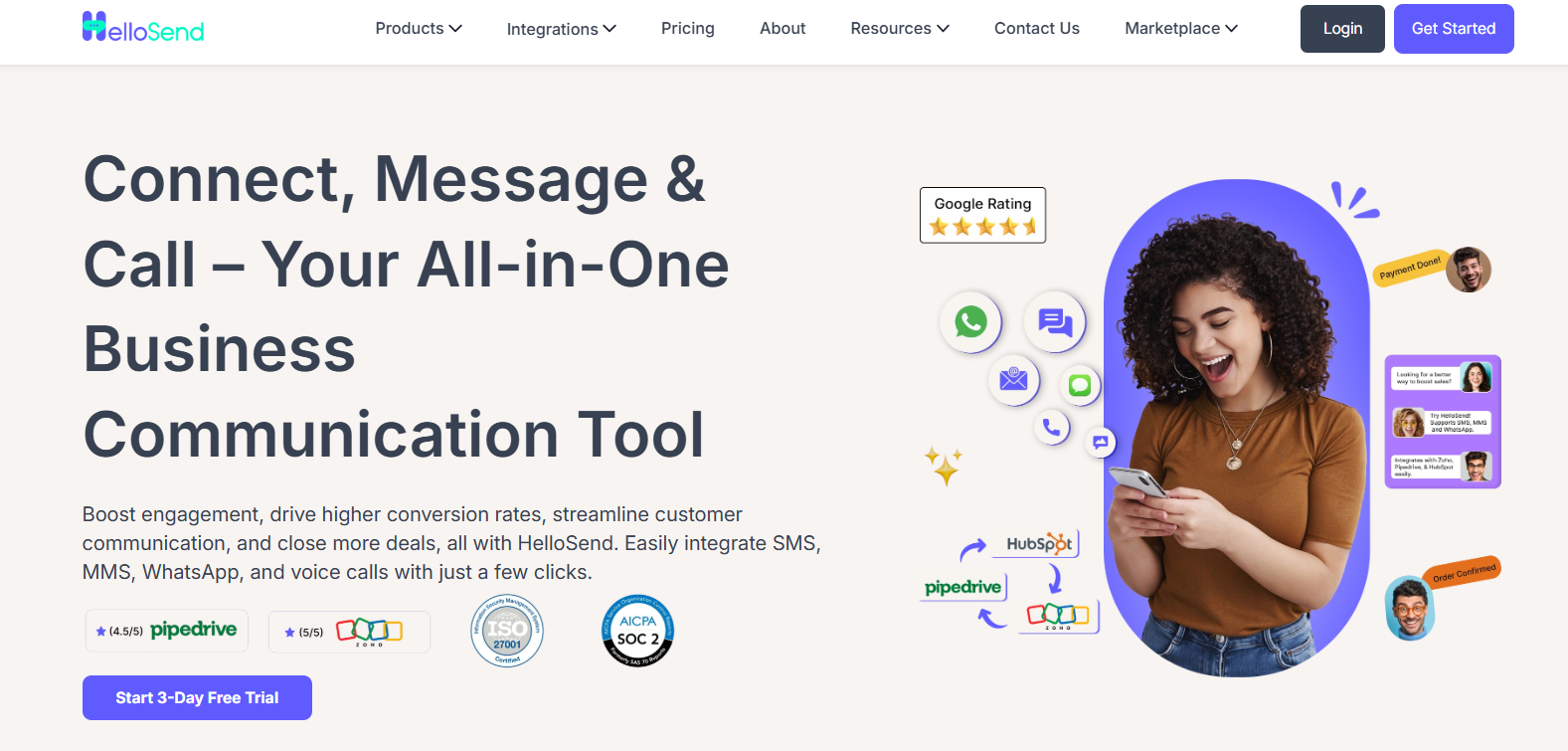 hellosend homepage