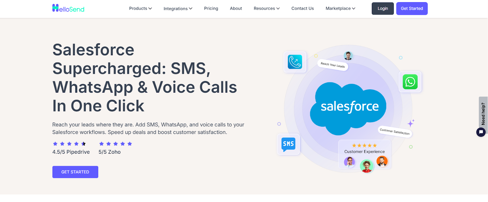 hellosend salesforce page