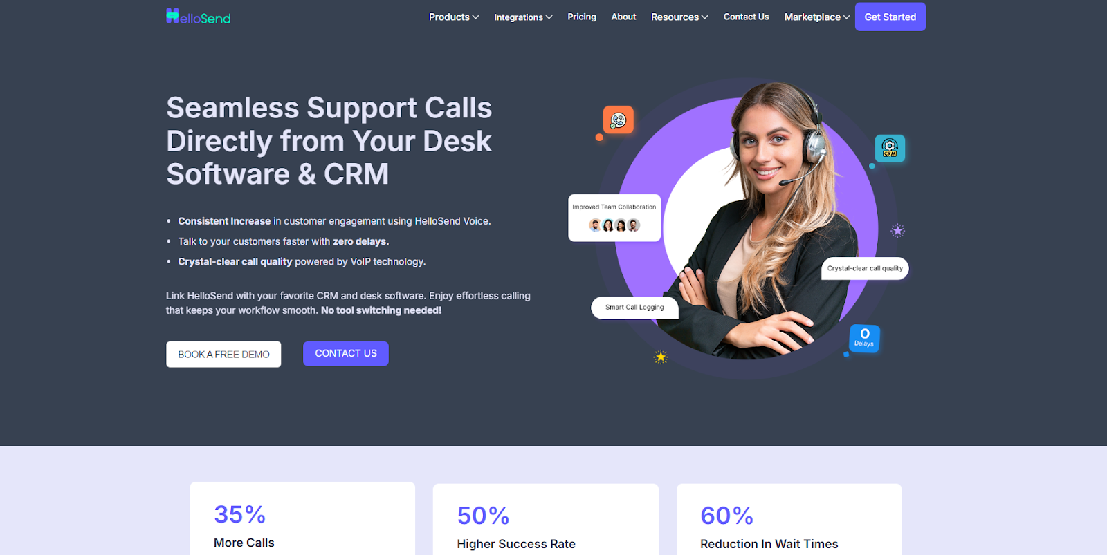 hellosend voice call page