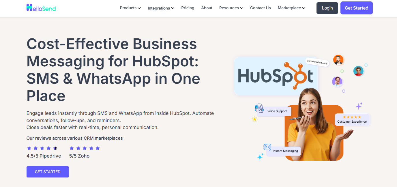 hellosend hubspot page