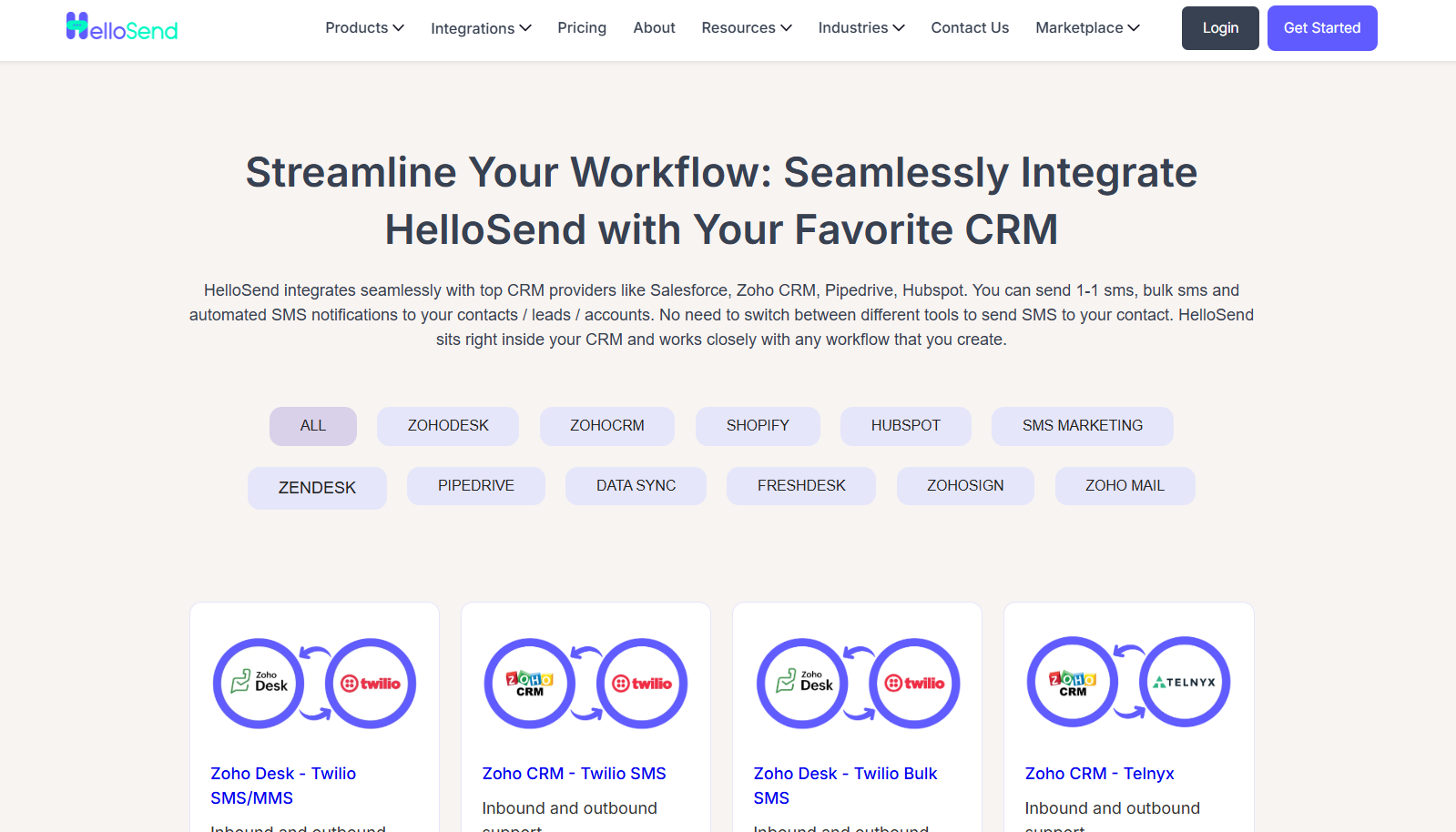 hellosend integration page