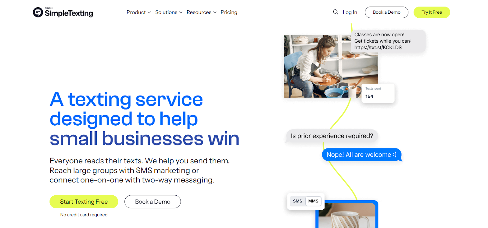 simpletexting homepage