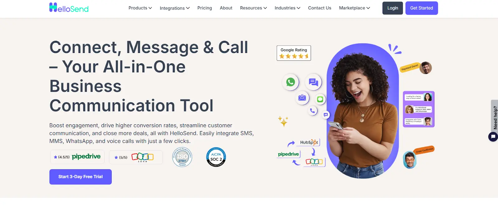 hellosend homepage