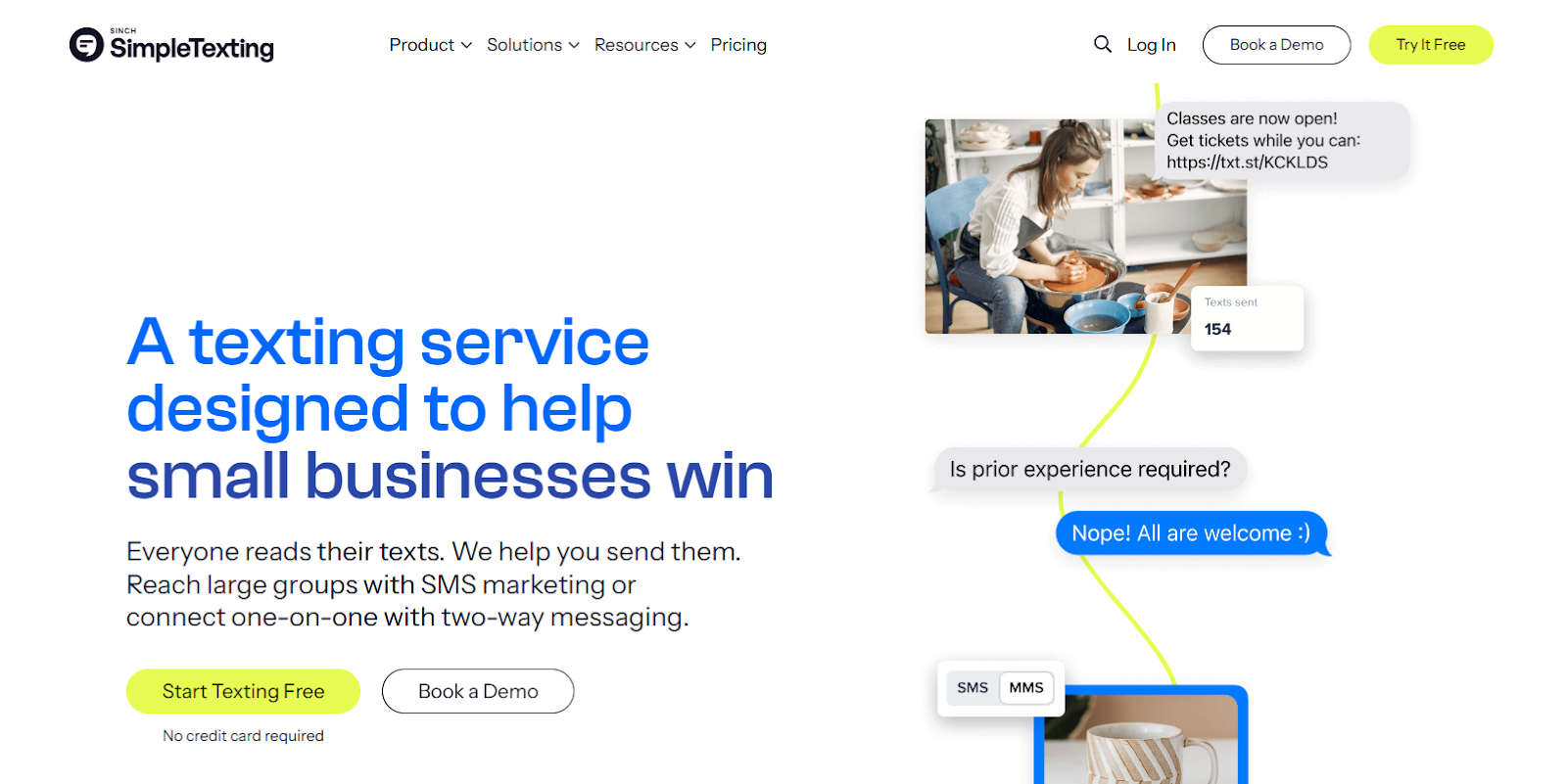 simpletexting homepage