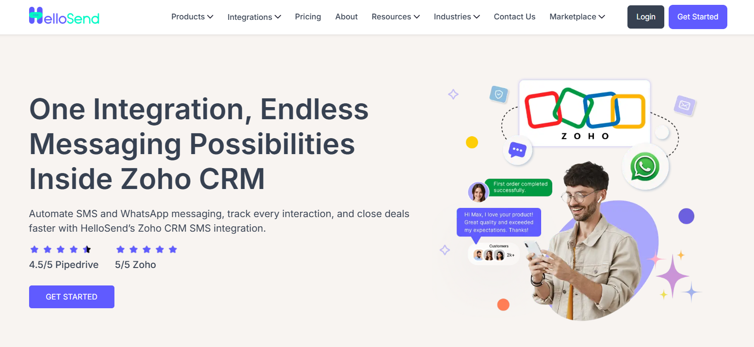  hellosend zoho integration page