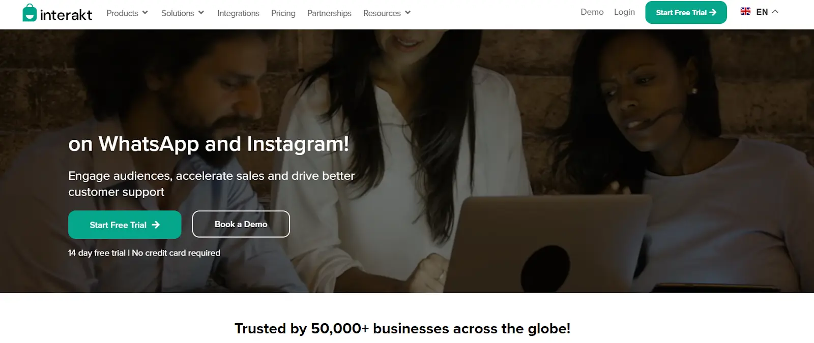 an image showing interakt homepage 