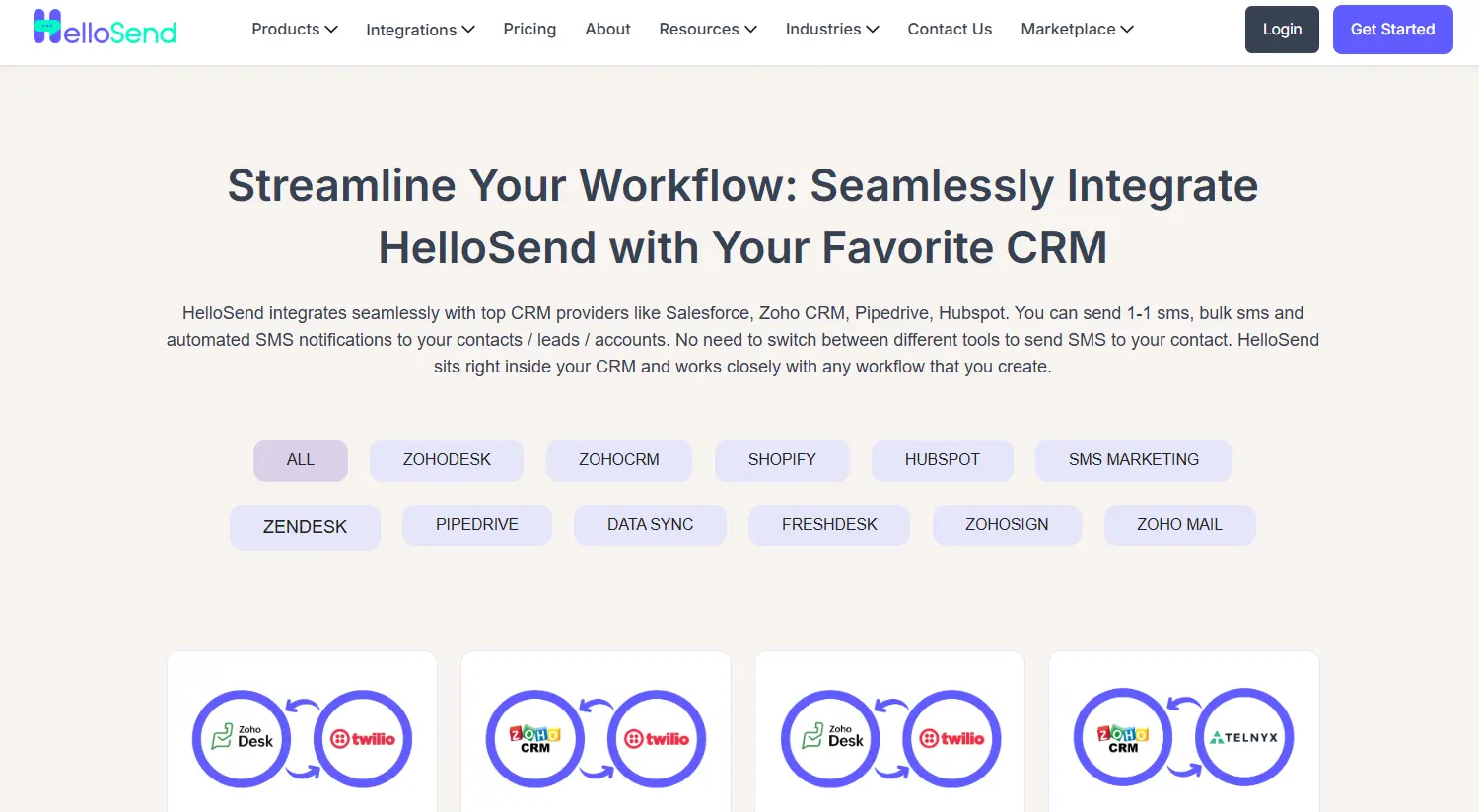  an image showing hellosend integration details