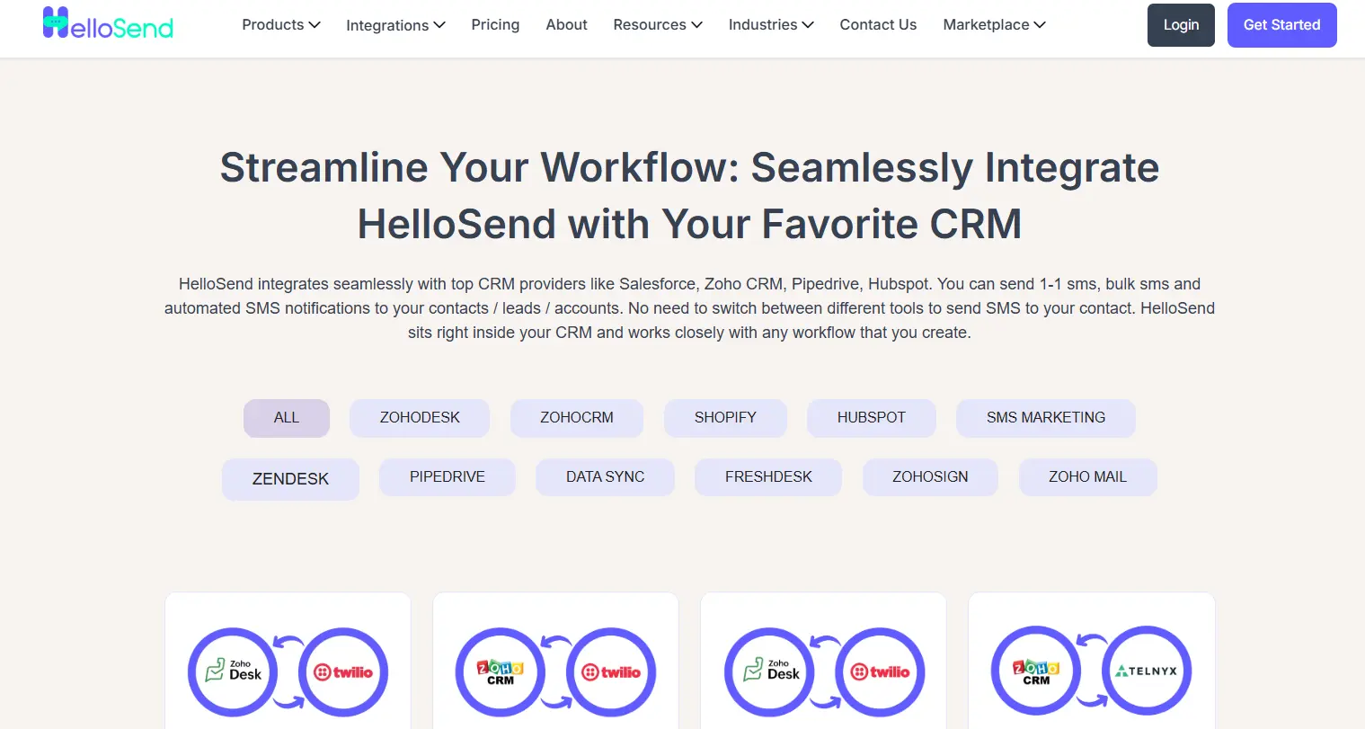 an image showing details for hellosend integration