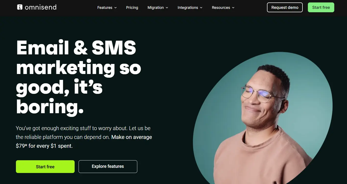 an image showing omnisend homepage details