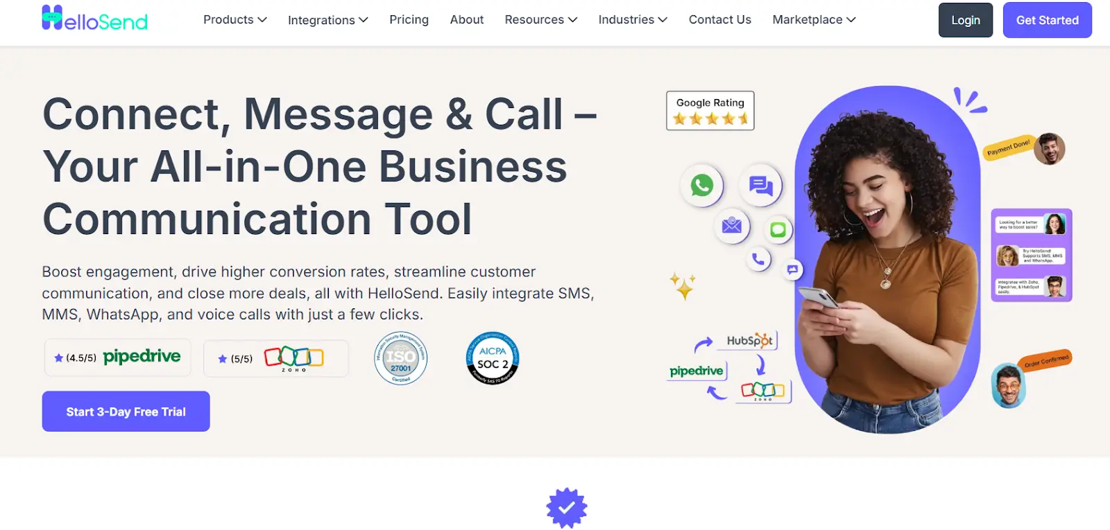 an image displaying homepage of hellosend tool