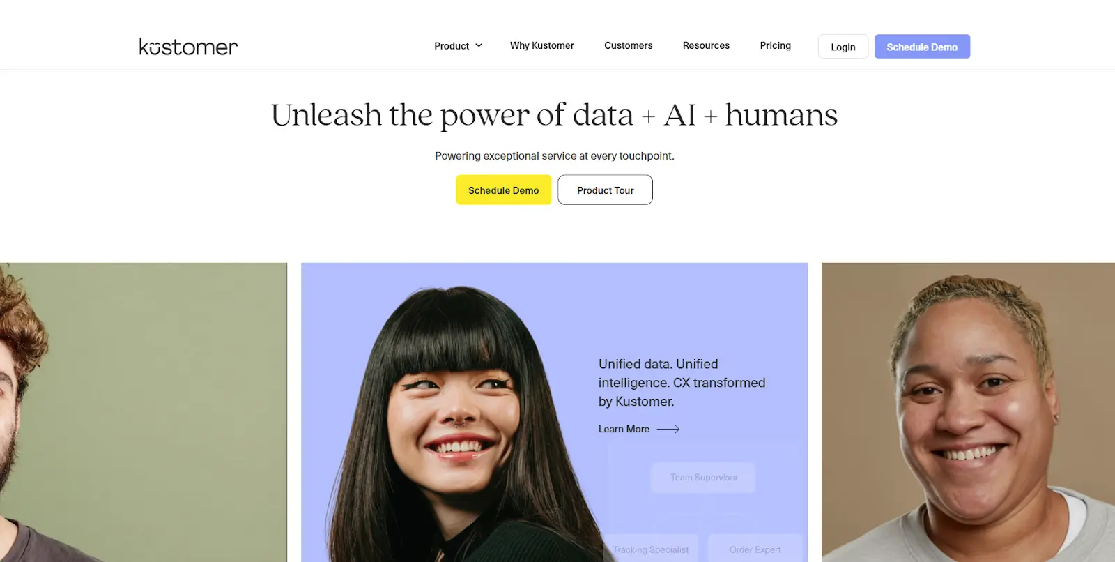  an image showing the kustomer homepage