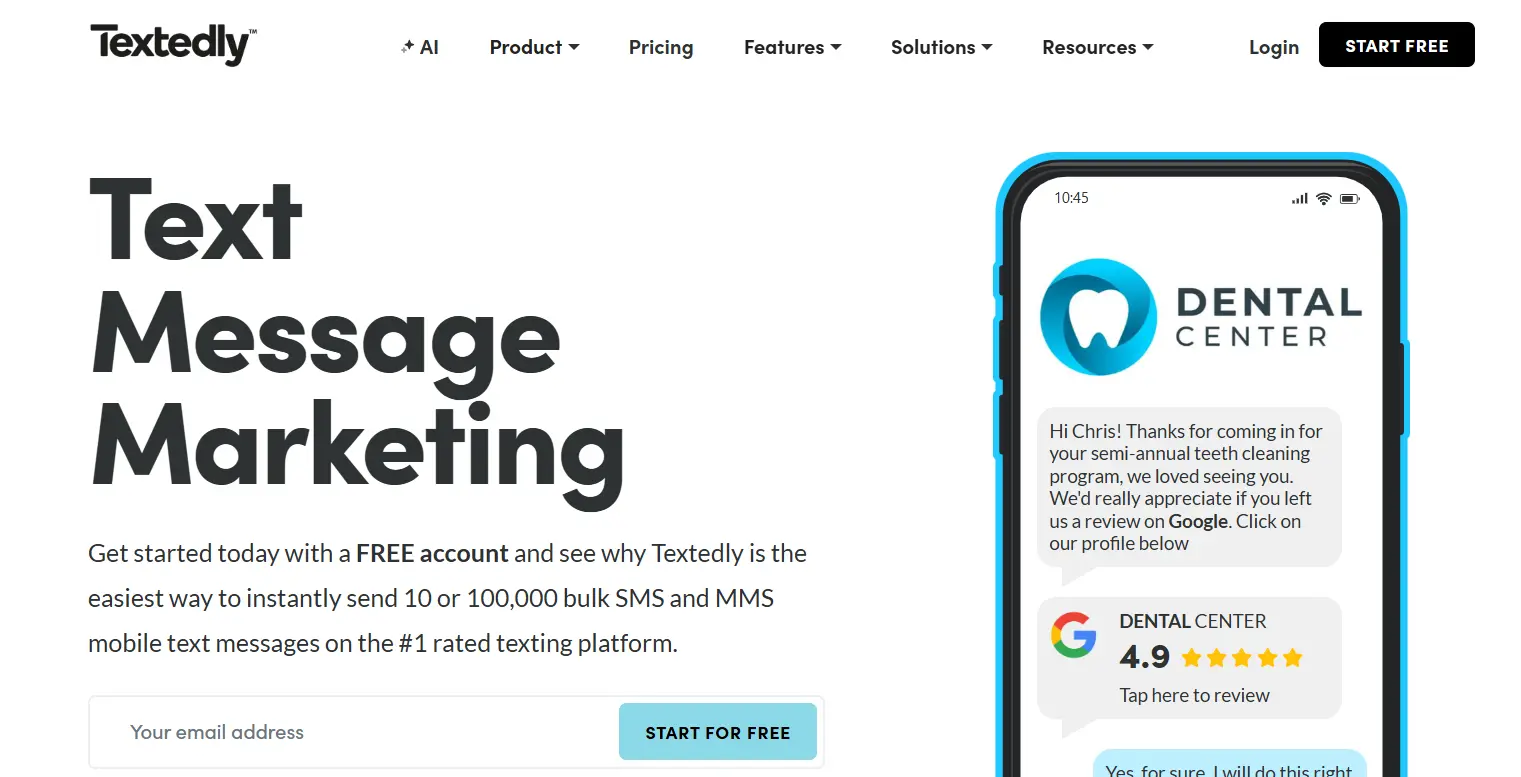  an image showing textedly homepage