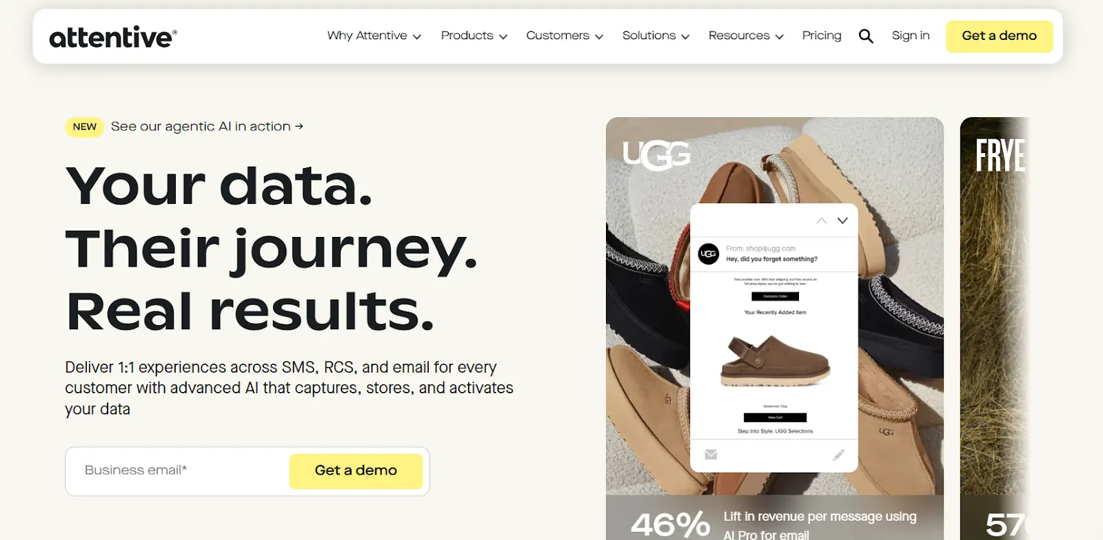 an image showing attentive homepage