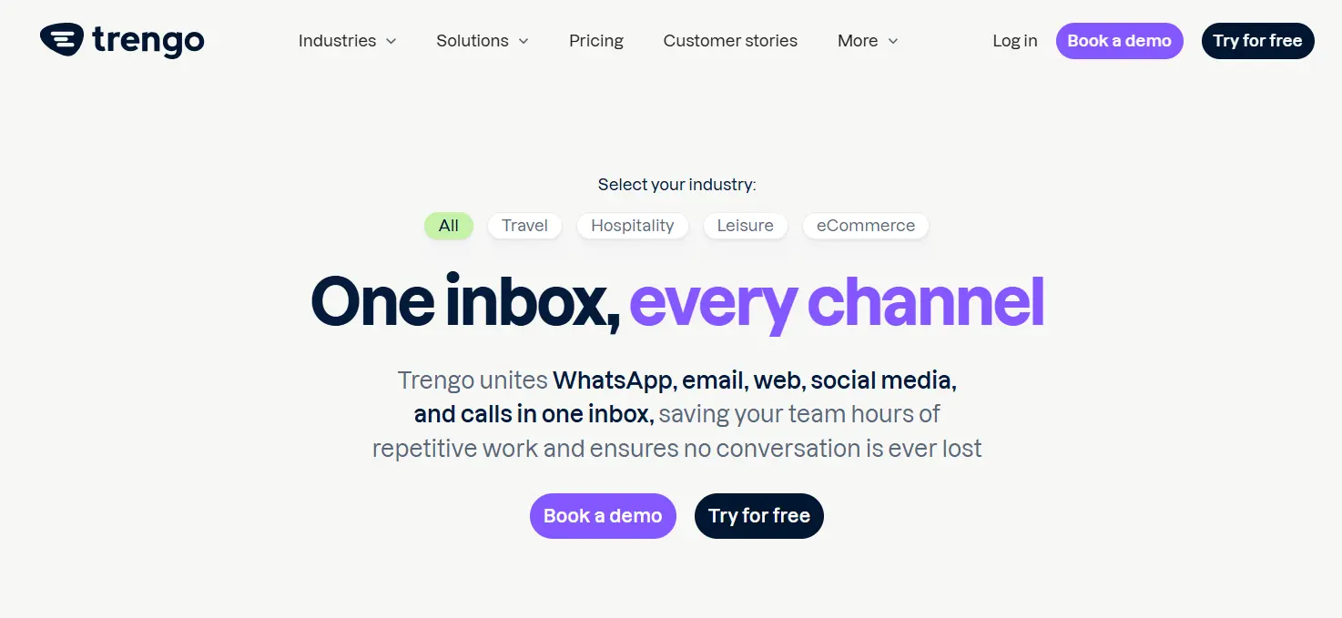 an image showing trengo homepage