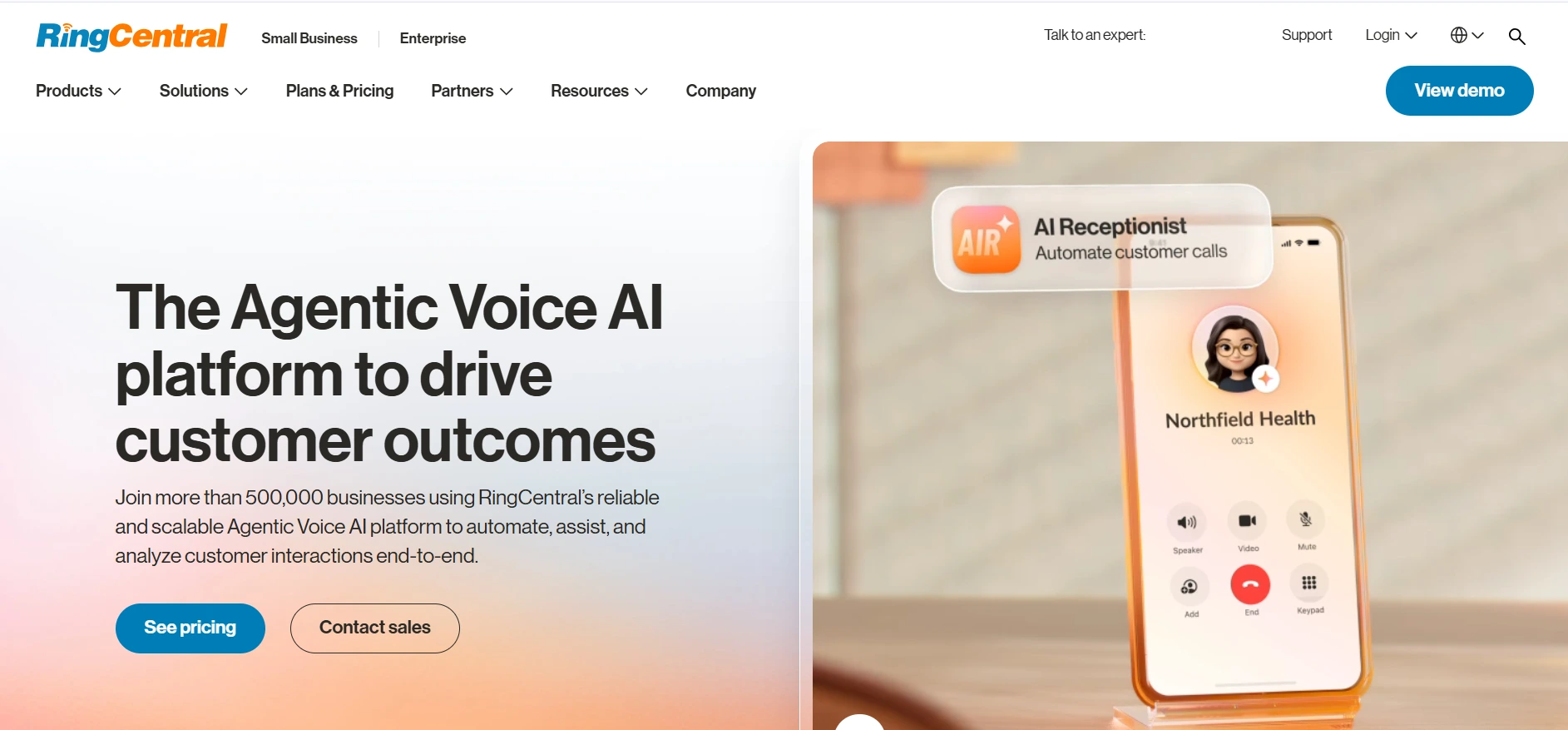 an image showing RingCentral homepage details