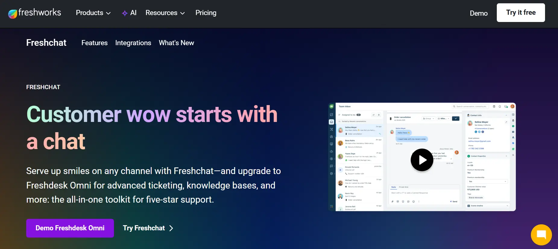 Freshchat homepage