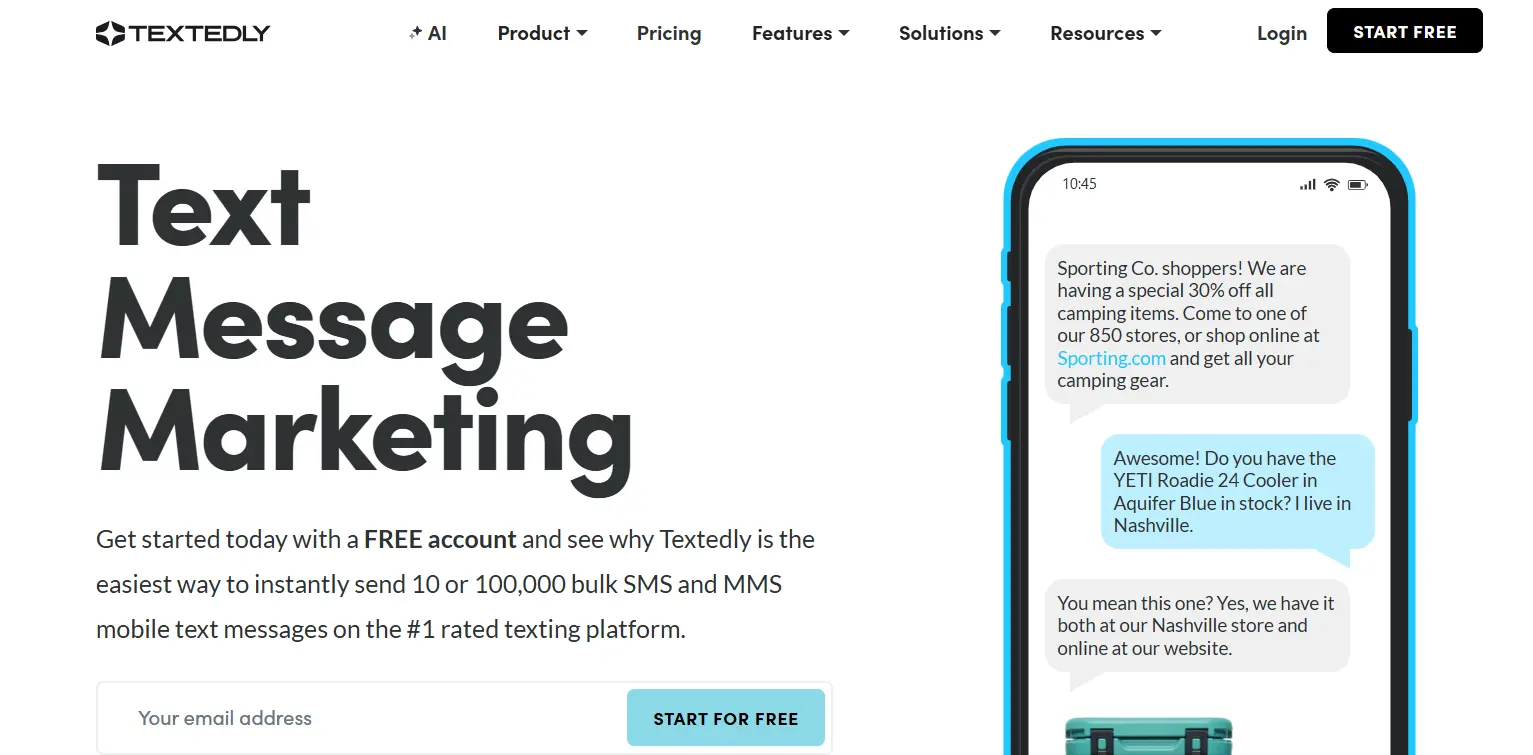 an image showing Textedly homepage details.