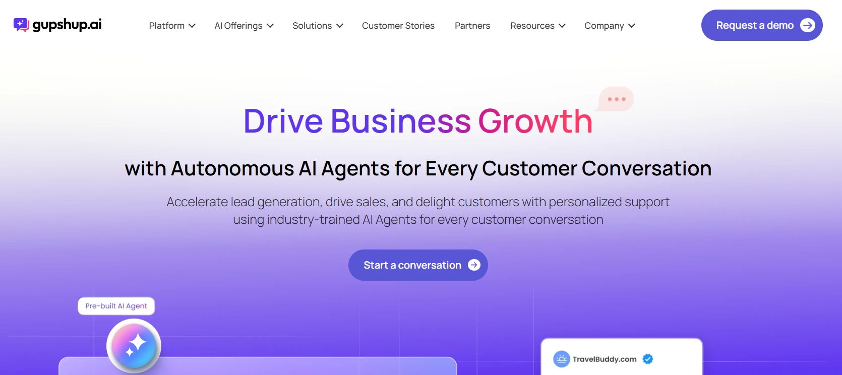 an image showing Gupshup homepage details