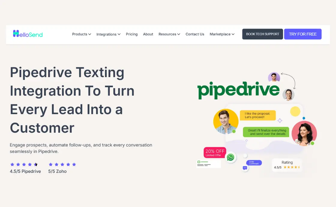 hellosend pipedrive integration for marketing