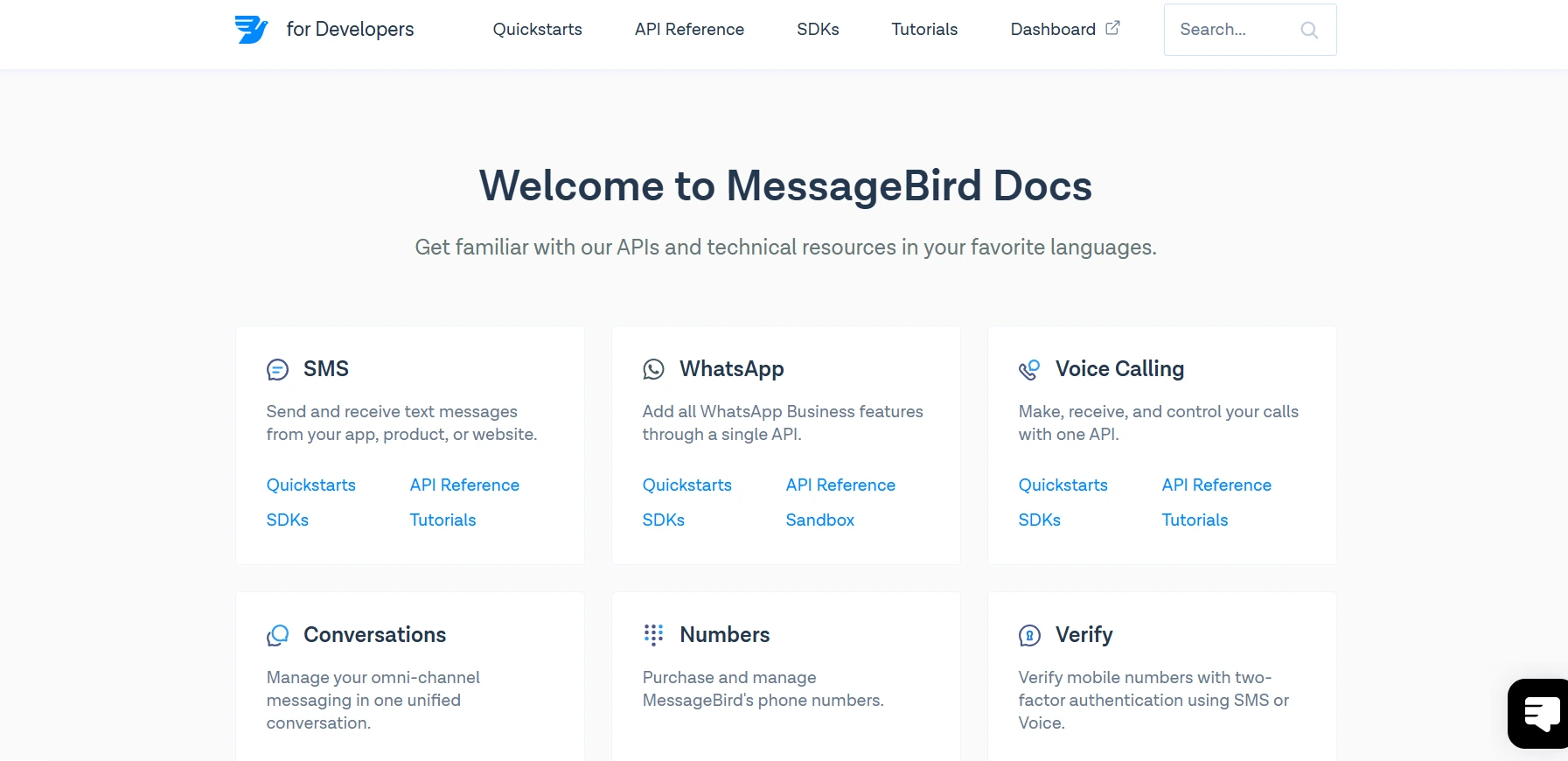 Image shows the homepage of MessageBird