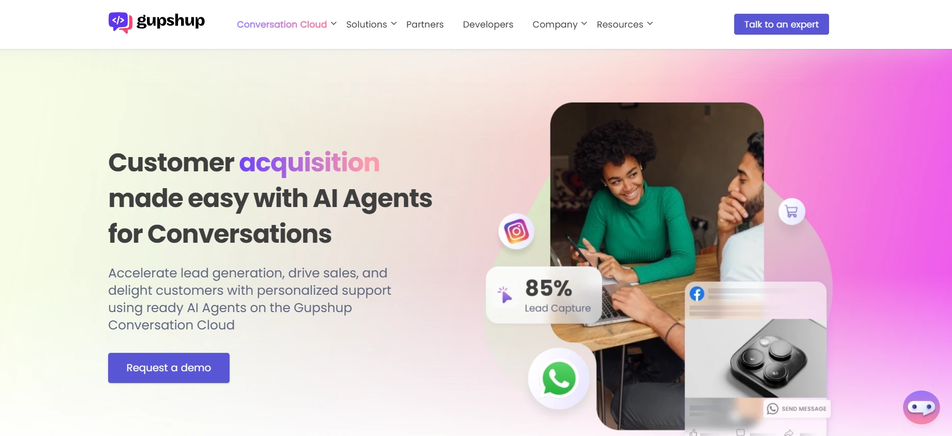 Gupshup homepage