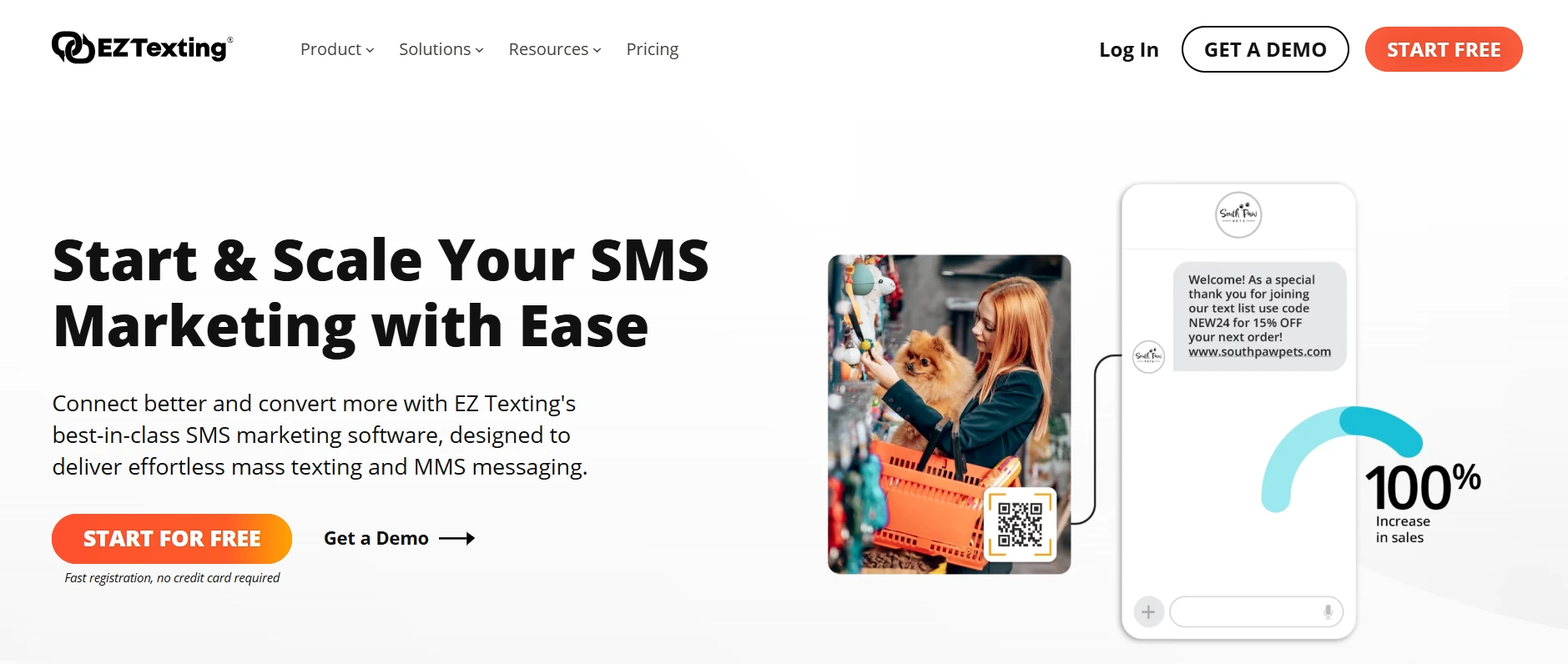 SMS marketing page of EZTexting