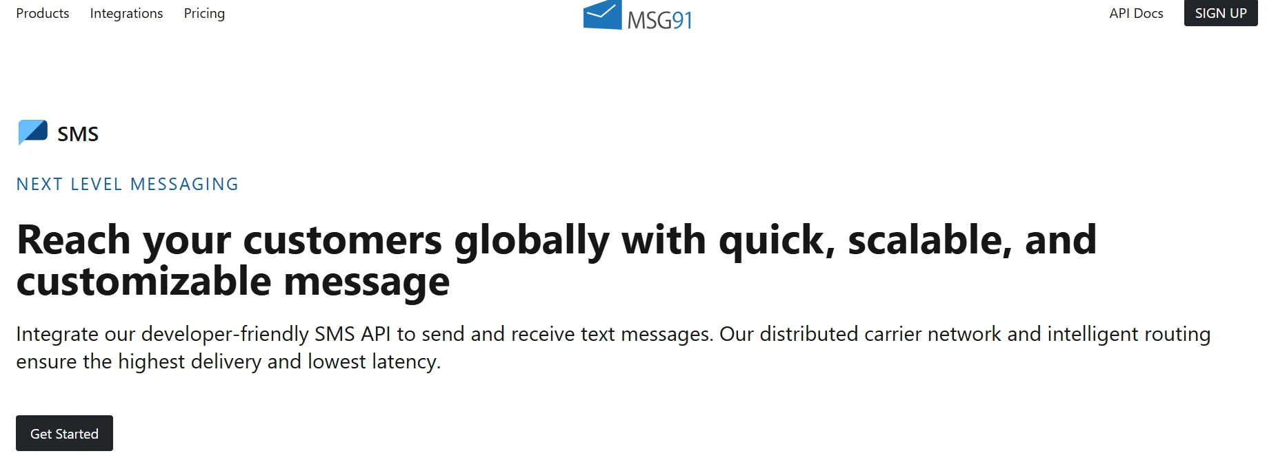 Image shows the SMS marketing page of MSG91