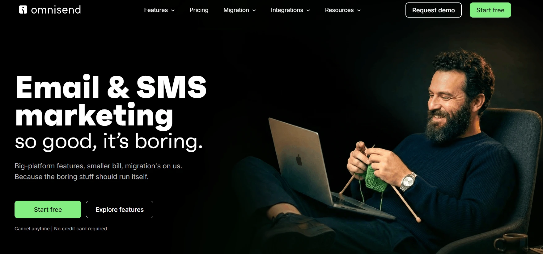 Homepage of Omnisend
