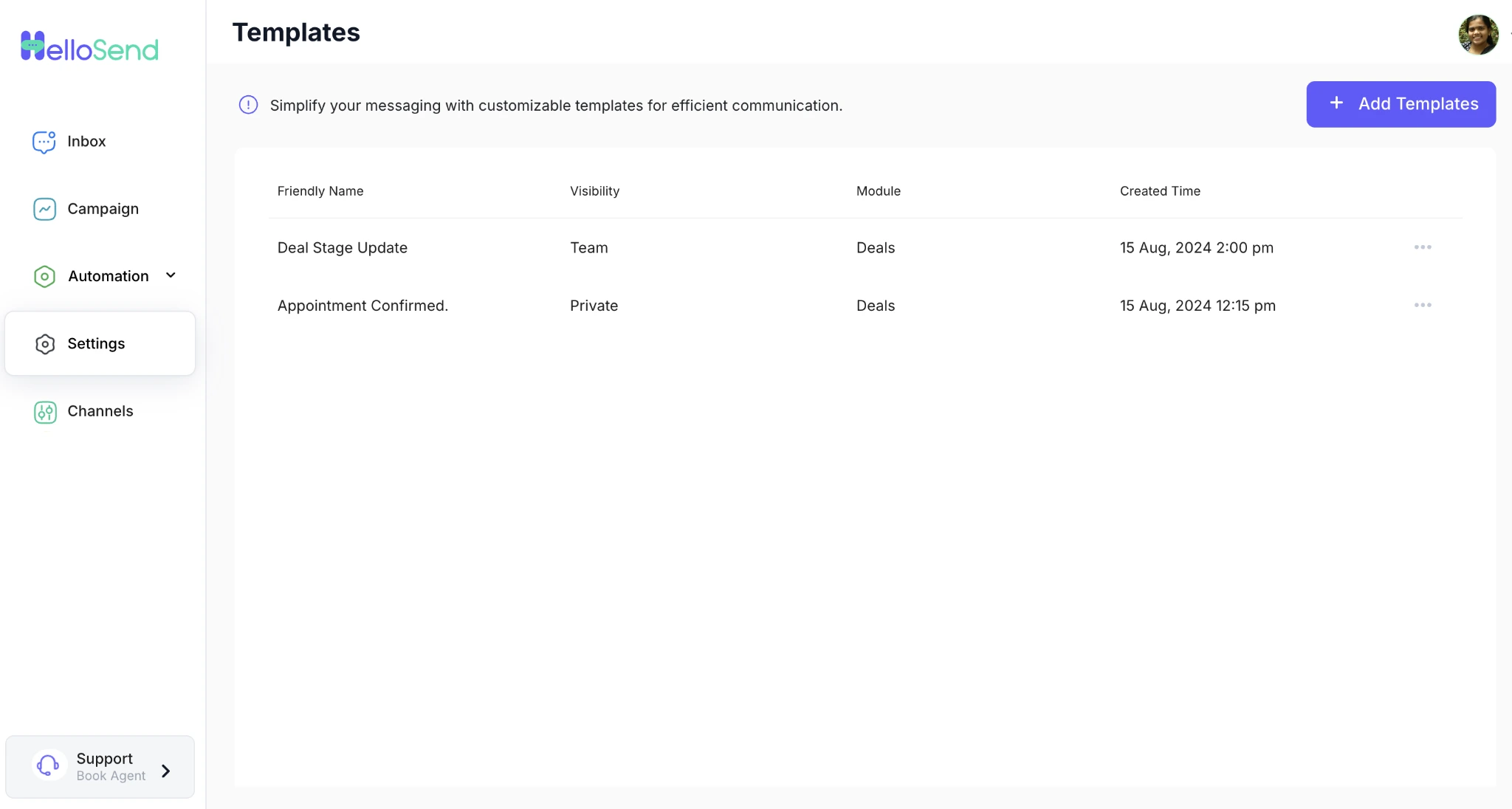 Adding templates in Hellosend