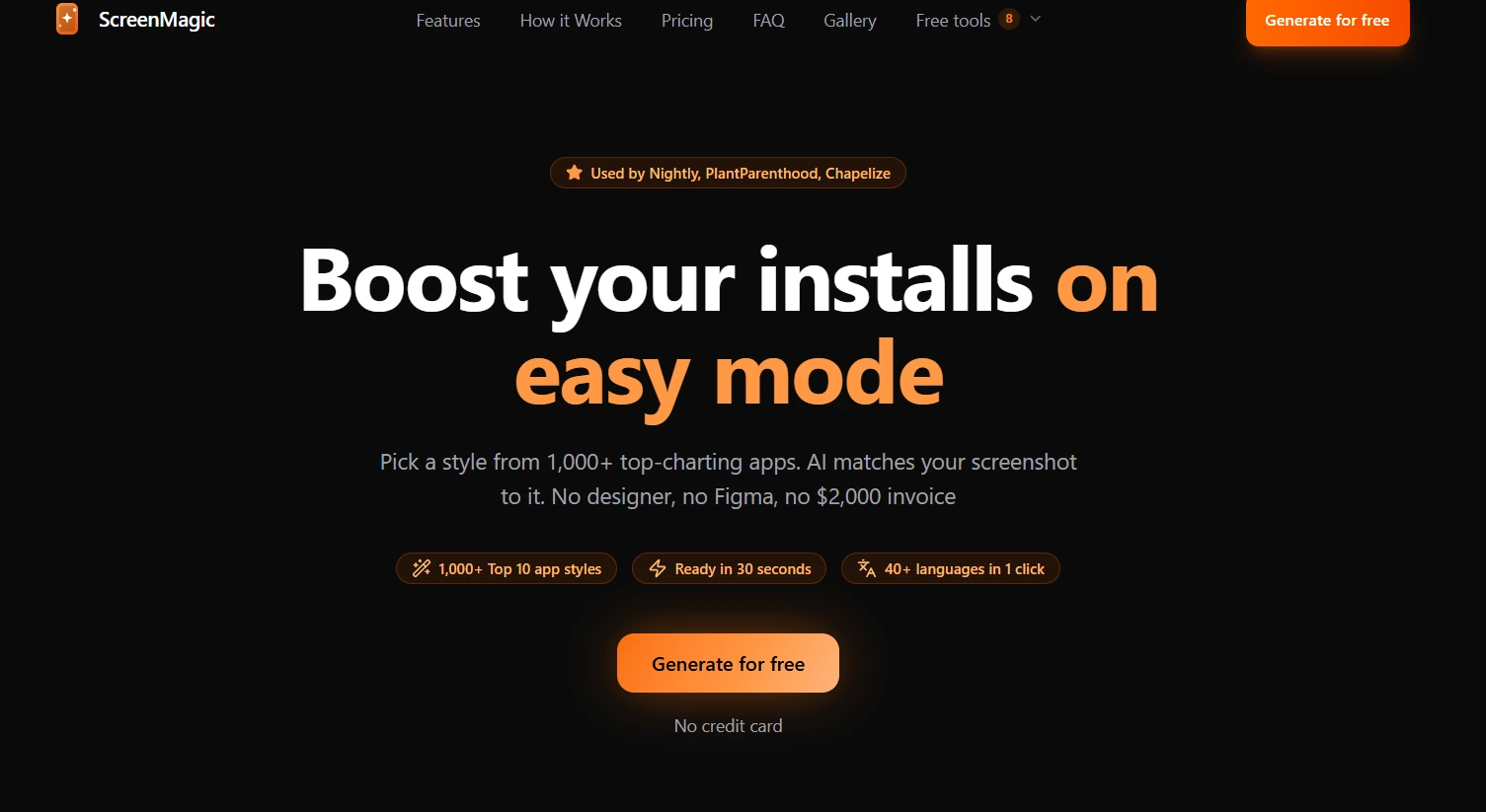 Homepage of ScreenMagic