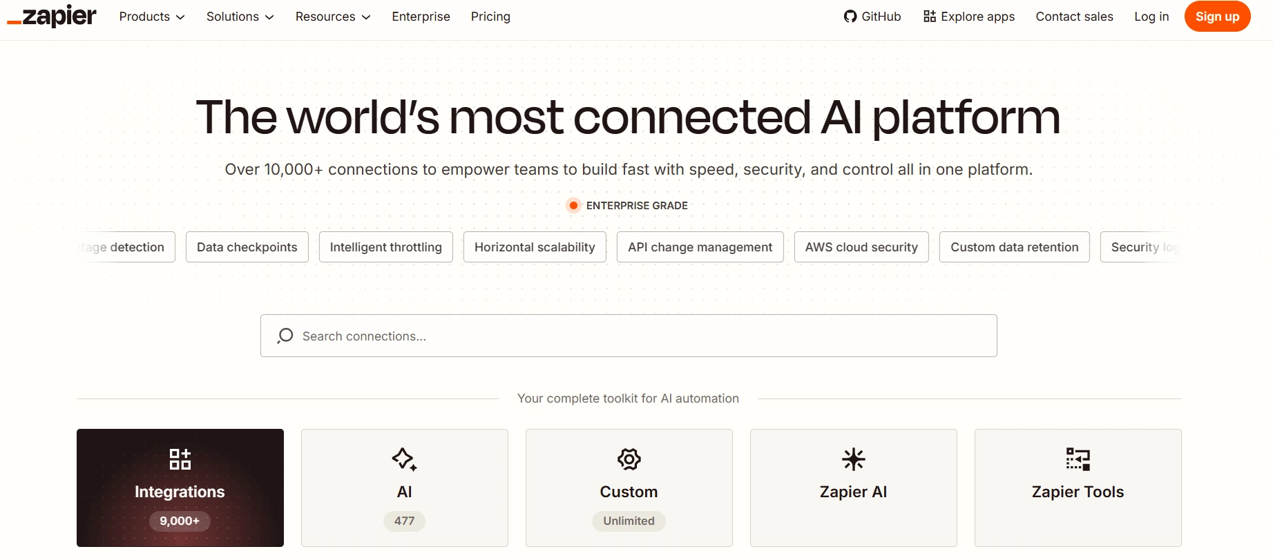 Zapier integration page