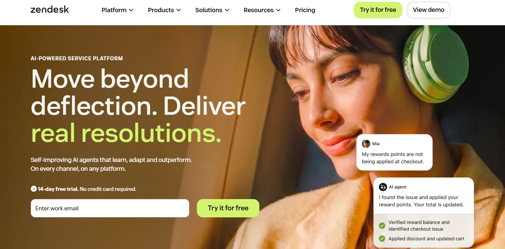 Zendesk homepage