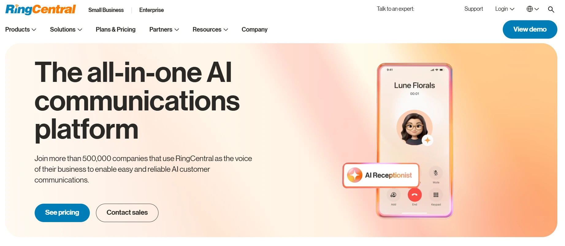 RingCentral homepage