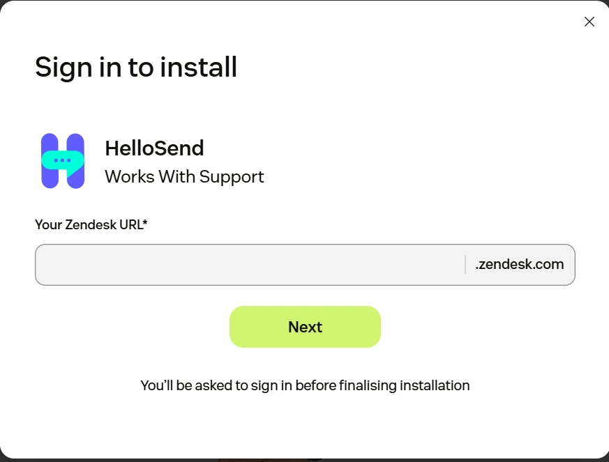 Sign-in page of HelloSend