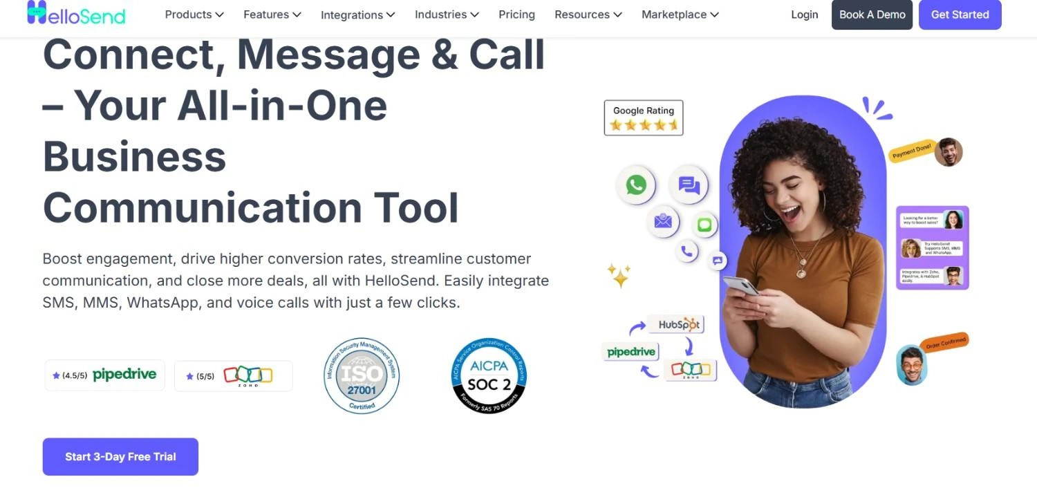 Hellosend homepage
