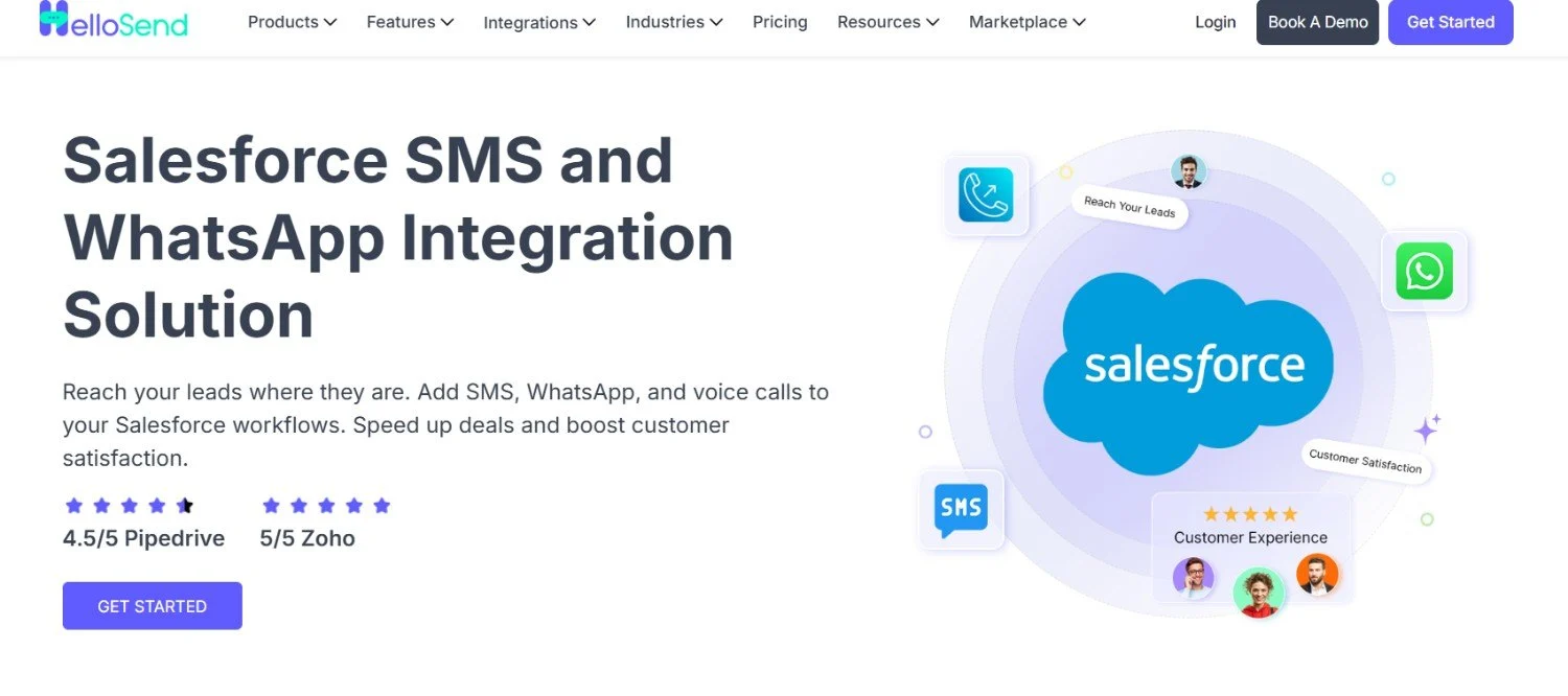 HelloSend Salesforce integration homepage