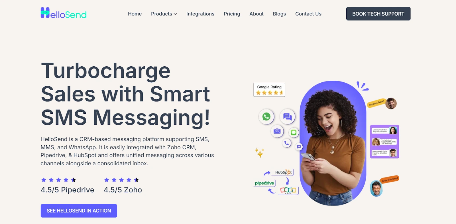 Homepage of HelloSend