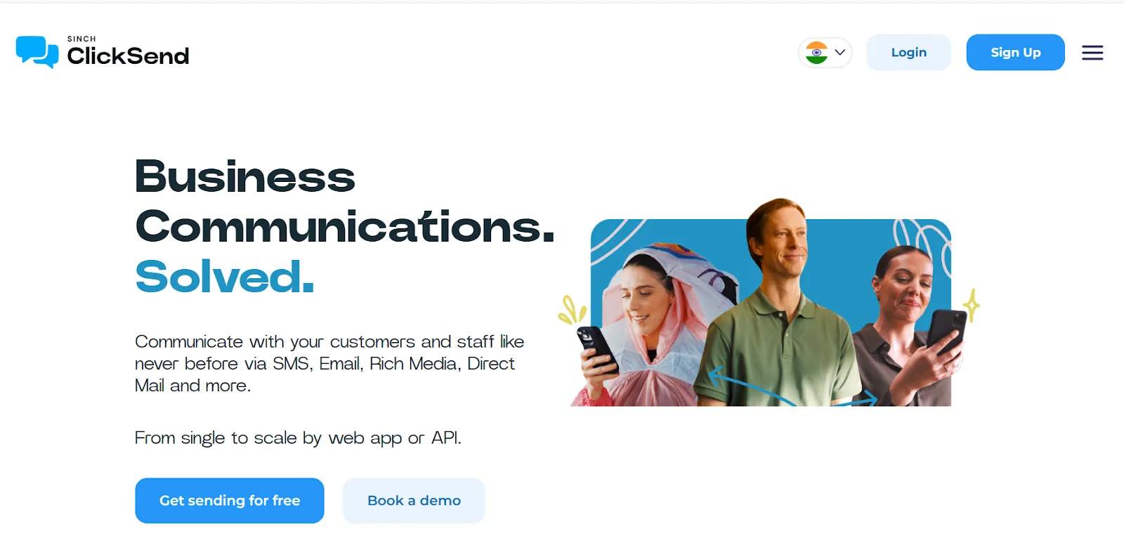 clicksend homepage