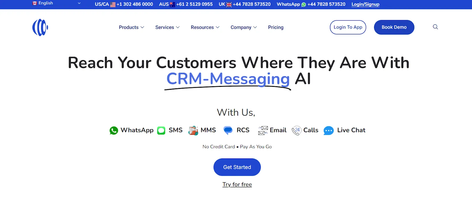 crm messaging homepage