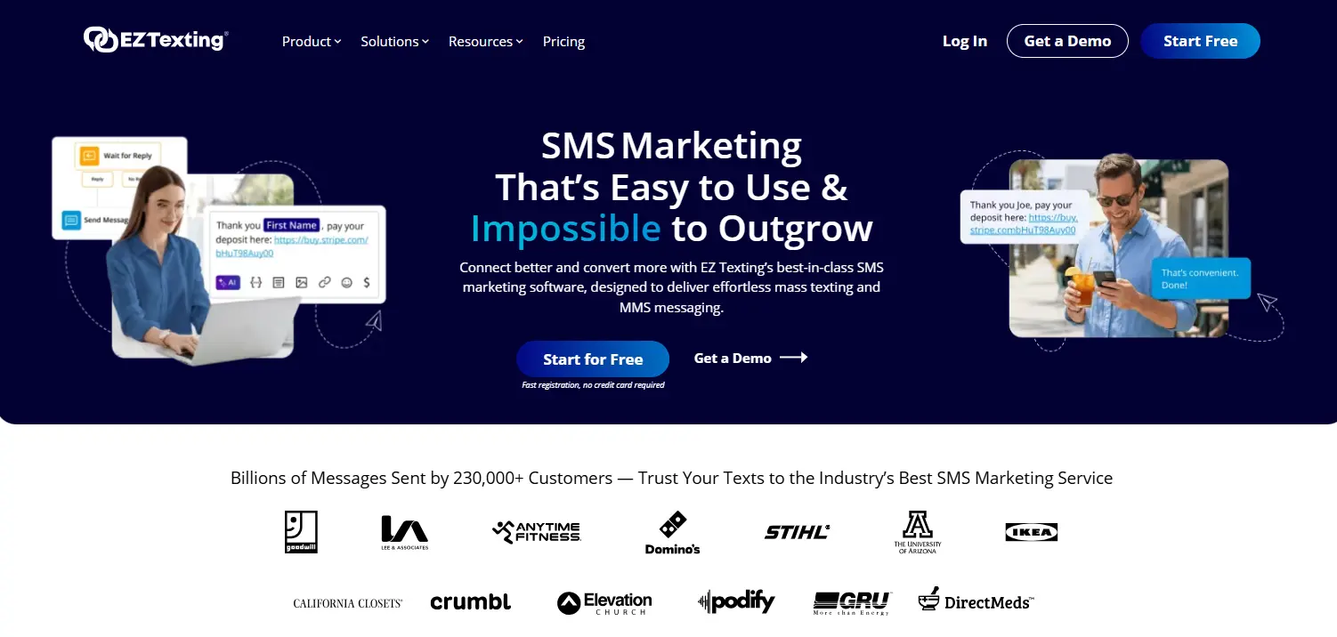 EZ texting Homepage